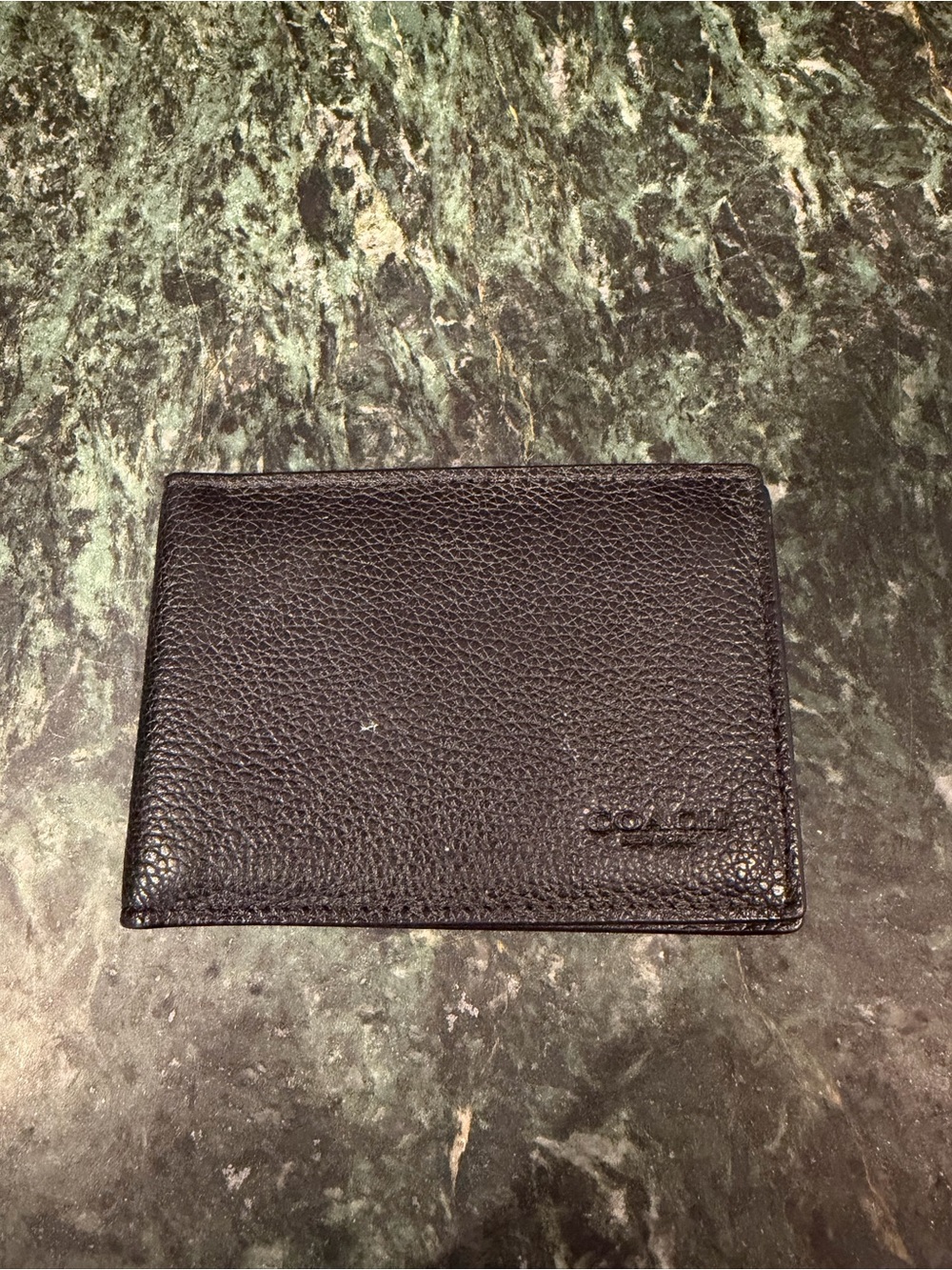 Coach Black Pebbled Leather Card Holder
